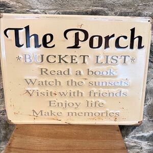 The Porch Bucket List Decorative Sign